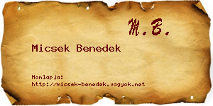 Micsek Benedek névjegykártya